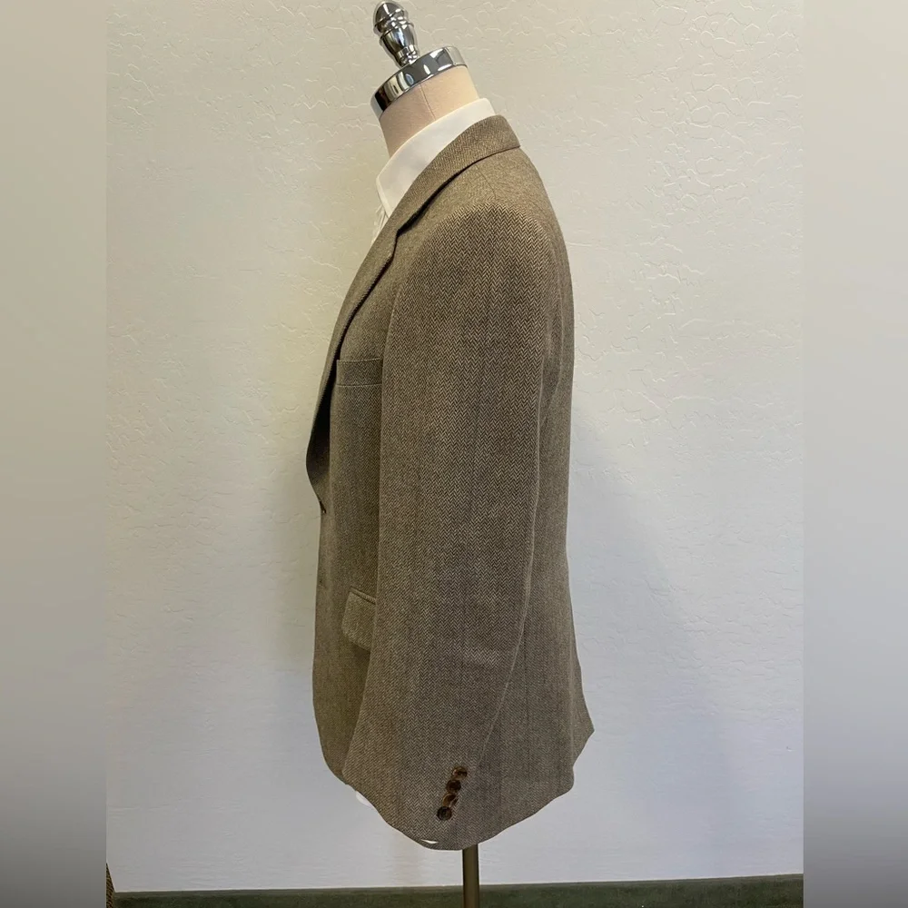 Mills Touché‎ Hand Tailored in Japan Wool Herringbone Jacket Size 41 R